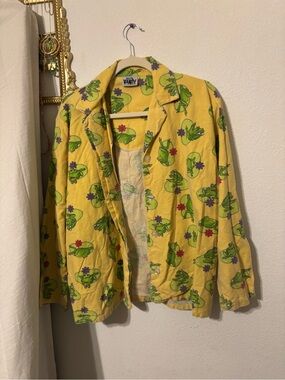 Vanity Yellow Frog & Floral Print Pajama Top